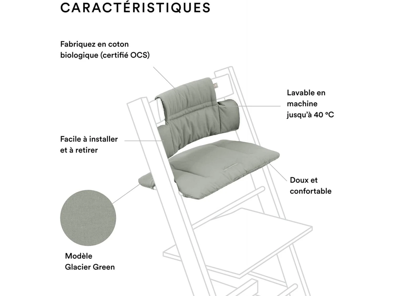 Stokke 100382 - Coussin Tripp Trapp® Classic Glacier Green Pour Chaise Tripp Trapp - Image 2