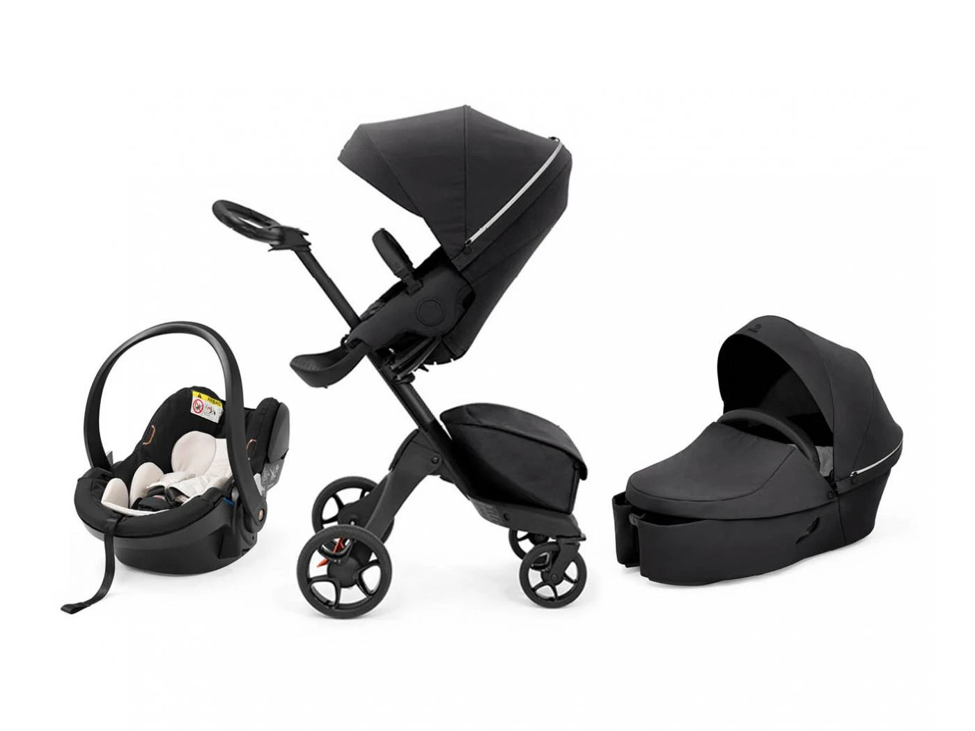 Stokke Pack Poussette Trio Xplory X Nacelle Rich Black Et Coque Izi Go Modular X1 Noir