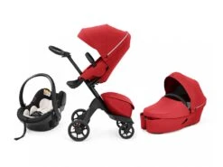 Stokke Pack Poussette Trio Xplory X Nacelle Ruby Red Et Coque Izi Go Modular X1 Noir